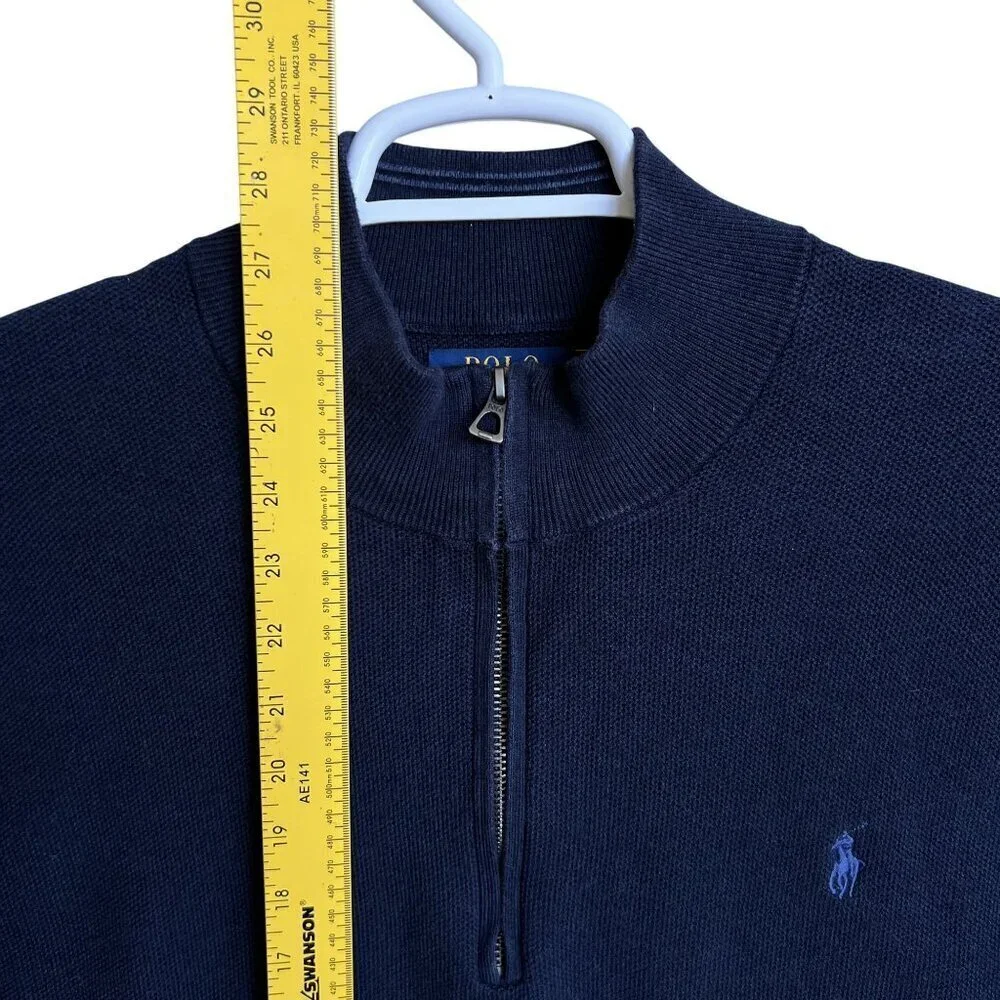 Polo Ralph Lauren Mens 3XB Navy 1/4 Zip Pullover Sweater Quiet Luxury Minimalist